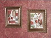 Bathroom walls decorated in faux paint finish ScriptIllusion Tuscan Red