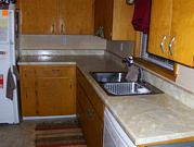 Kitchen counter tops decorated in faux paint finish Travertine French Vanilla