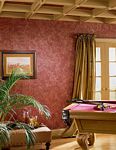 Game Room decorated with Paper Illusions Faux Finish Script Tuscan Red 5812295