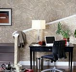 Home Office decorated with Paper Illusion Travertine Green and Red 5813181